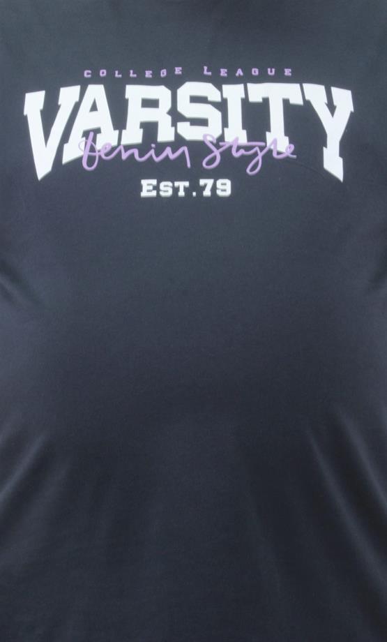 Mocgrande Erkek Büyük Beden Sıfır Yaka Tişört Varsity 23184 LACIVERT