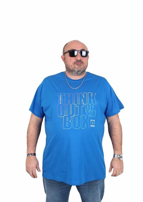 Mocgrande Erkek Büyük Beden Sıfır Yaka Tişört Think Out Box 25163 SAKS