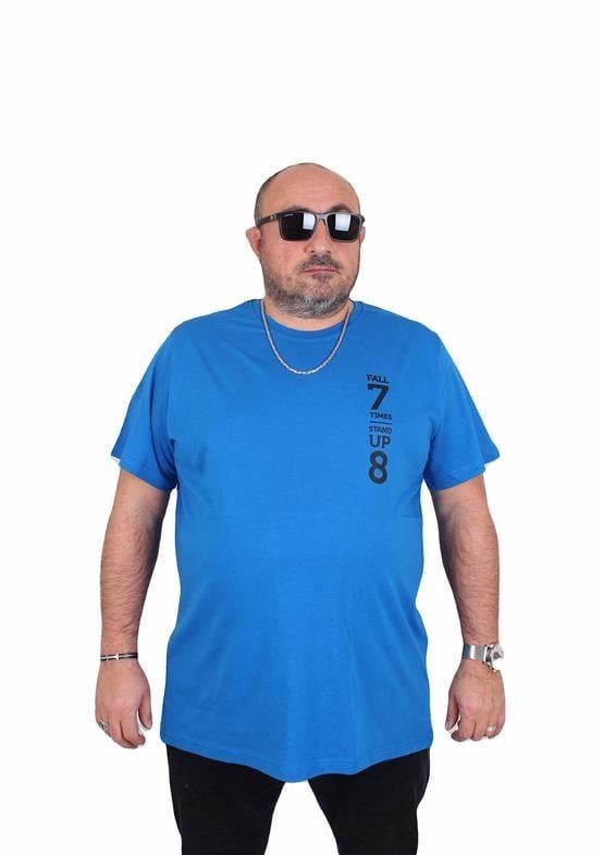 Mocgrande Erkek Büyük Beden Sıfır Yaka Tişört Stand Up 25158 SAKS