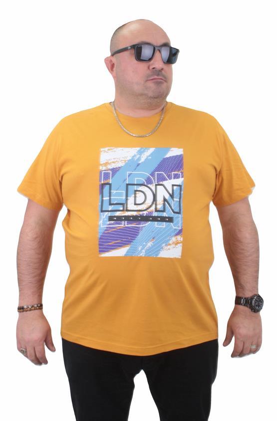 Mocgrande Erkek Büyük Beden Sıfır Yaka Tişört LDN 23183 HARDAL
