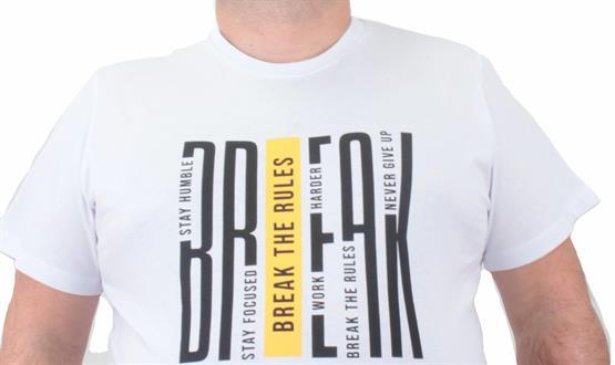 Mocgrande Erkek Büyük Beden Sıfır Yaka Tişört Break 23178 BEYAZ