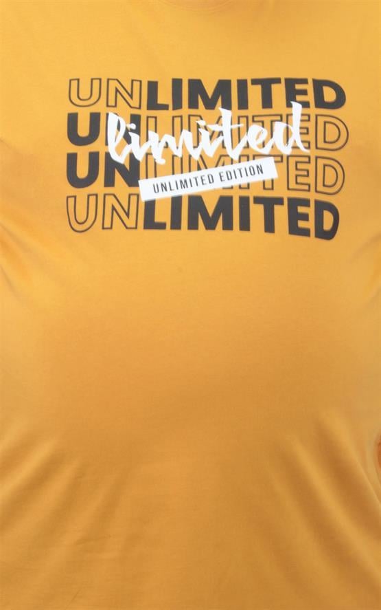 Mocgrande Erkek Büyük Beden Sıfır Yaka Tişört Unlimited 23177 HARDAL