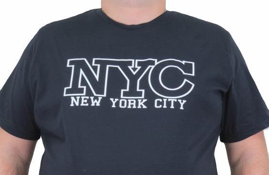 Mocgrande Erkek Büyük Beden Sıfır Yaka Tişört NYC 24133 LACIVERT