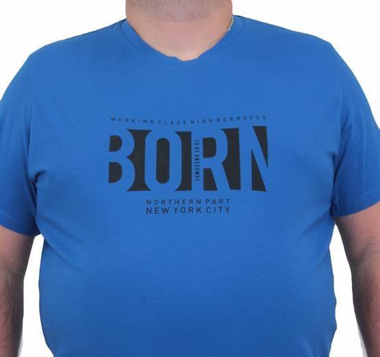 Mocgrande Erkek Büyük Beden Sıfır Yaka Tişört Born 24143 SAKS