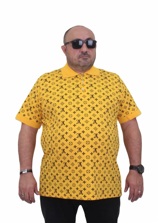 Erkek Büyük Beden Polo Yaka Tişört LV 24459 SARI