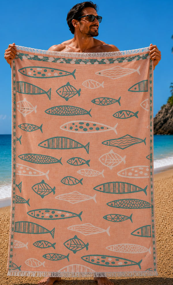 Starbattal Plaj Havlusu 90 X 180 Terracotta Fish 42157 TURUNCU
