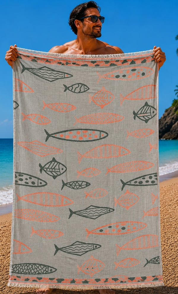 Starbattal Plaj Havlusu 90 X 180 Terracotta Fish 42157 TURUNCU