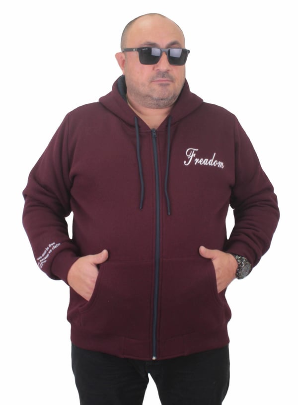 Starbattal Fermuarlı Kapuşonlu Büyük Beden Sweat Freadom 23219 MURDUM