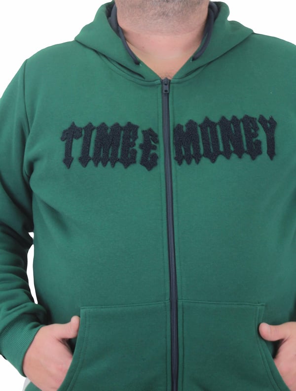 Starbattal Fermuarlı Kapuşonlu Büyük Beden Sweat Time Money 23218 NEFTI