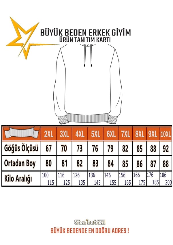 Starbattal Erkek Büyük Beden Sıfır Yaka Sweat Streetwear 23206 TOPRAK