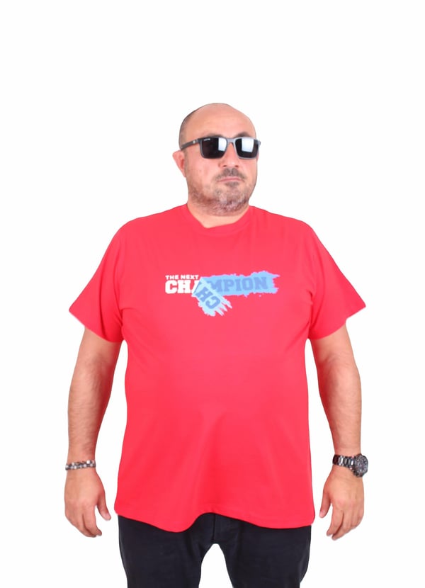 Starbattal Erkek Büyük Beden Sıfır Yaka Tişört Champion 25180 KIRMIZI