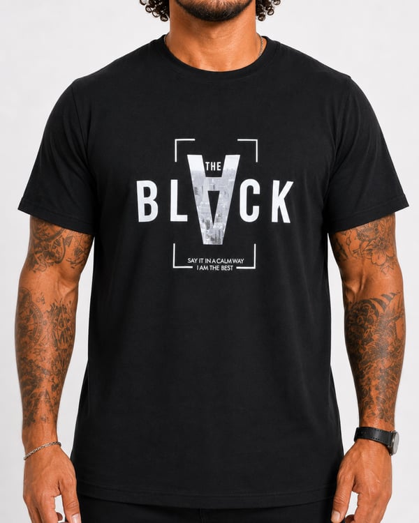 Starbattal Erkek Büyük Beden Sıfır Yaka Tişört Black 26135 SIYAH