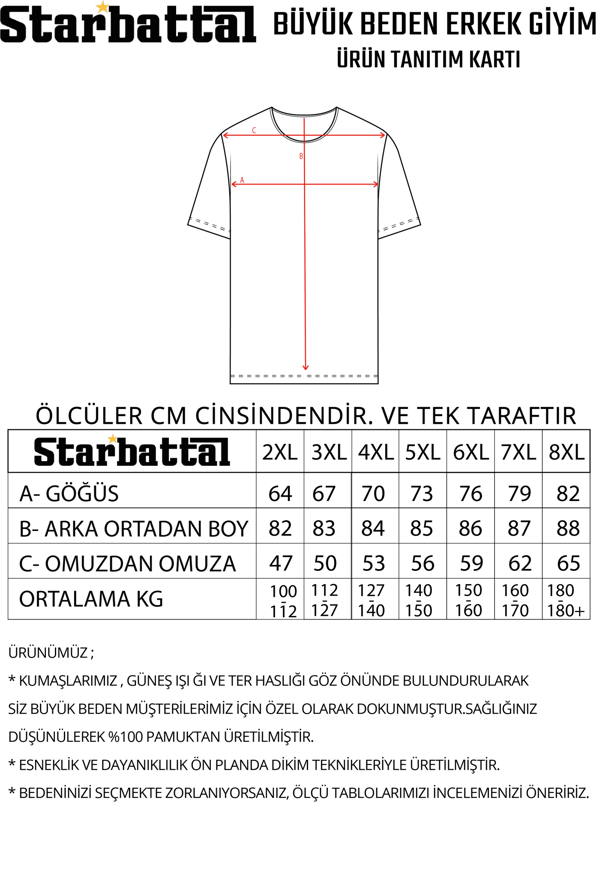 Starbattal Erkek Büyük Beden Sıfır Yaka Tişört Forget To Rules 25156 FUME