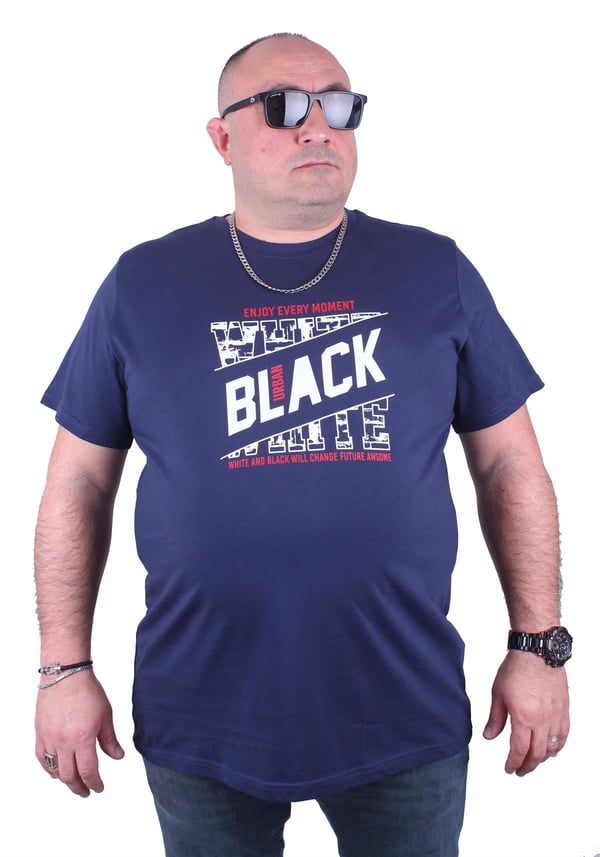 Starbattal Büyük Beden Erkek Baskılı Tişört Black 23127 Marin