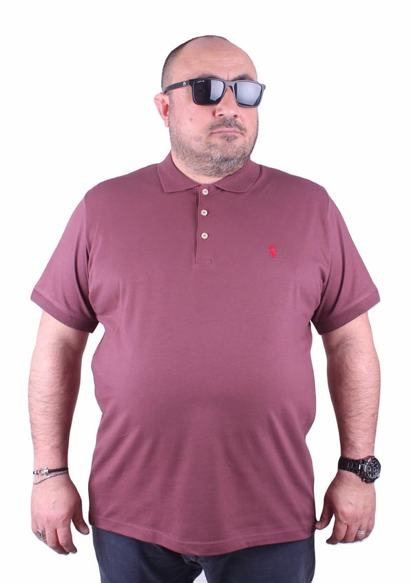 Erkek Büyük Beden Polo Yaka Tişört 23407 Eflatun