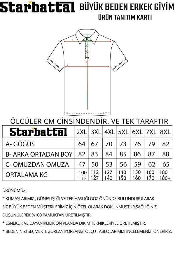Starbattal Büyük Beden Polo Kot Yaka Tişört 23420 HARDAL