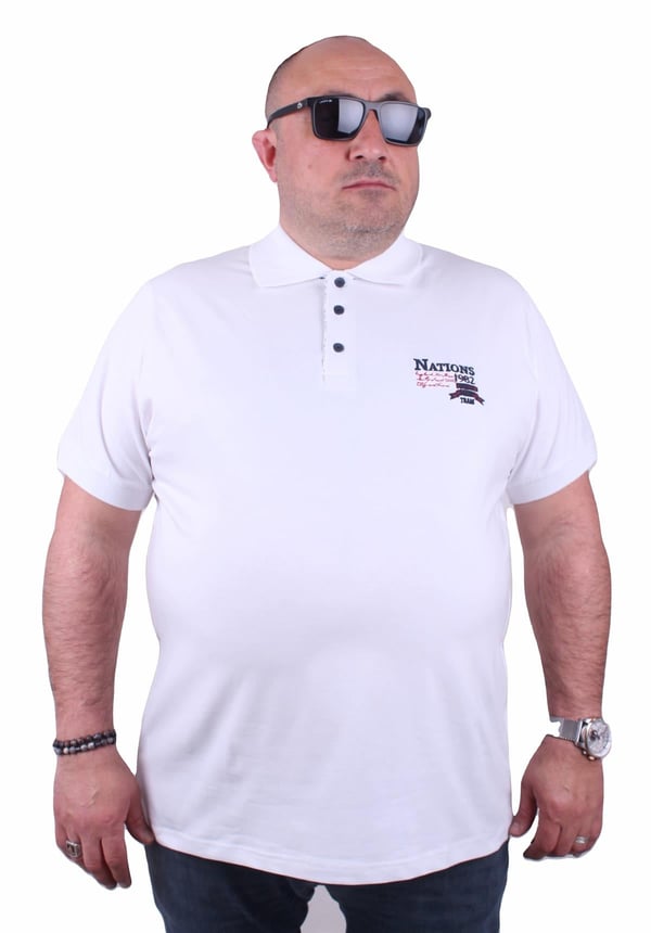 Starbattal Erkek Büyük Beden Polo Tişört Nations Team 23402 BEYAZ