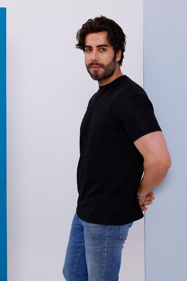 Erkek Siyah Bisiklet Yaka Normal ve Battal Beden T-Shirt - 172