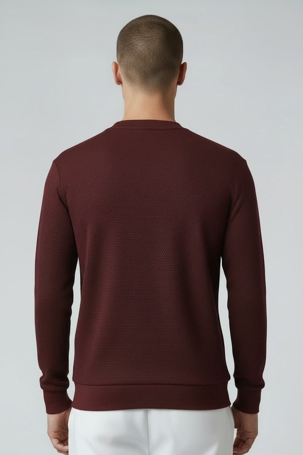 Erkek Vişne Mare Jaker Kumaş Bisiklet Yaka Sweatshirt - 76577