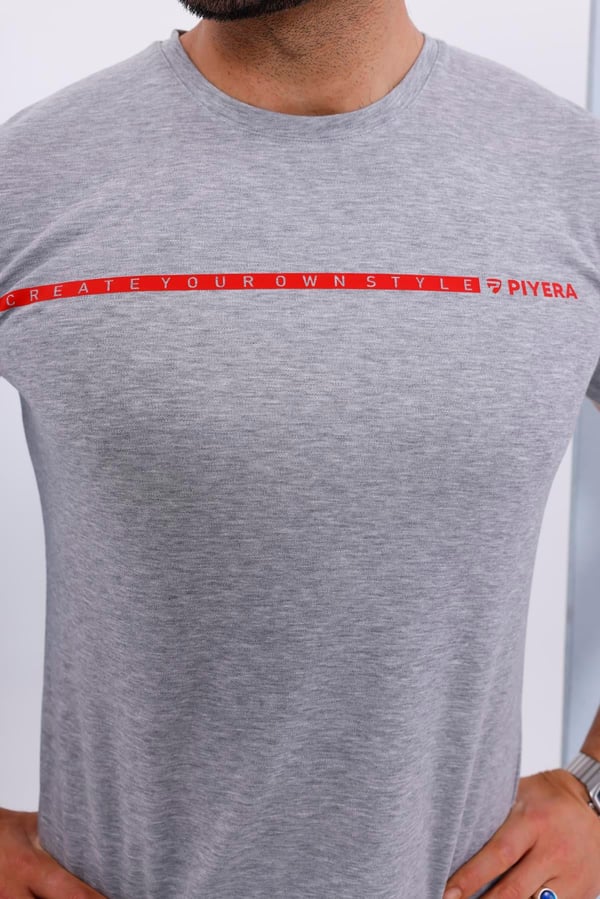 Erkek Battal Beden Amerikan Pike Kumaş Gri Bisiklet Yaka T-shirt Alt-üst Takımı - 133