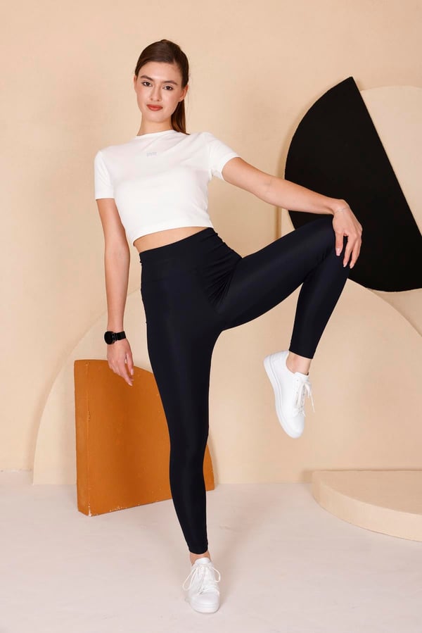 Kadın Lacivert Yüksel Bel Slim Fit Tayt - 3060