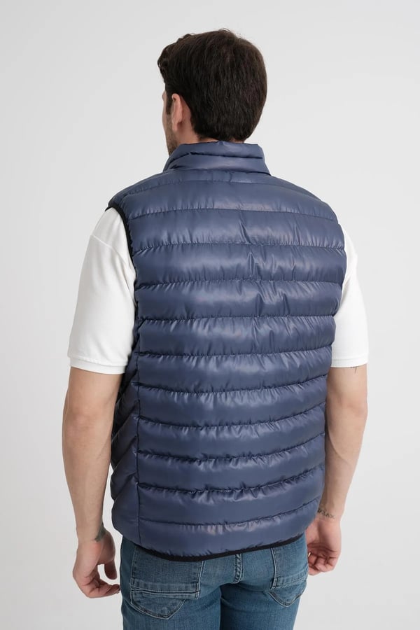 Erkek Polyester Elyas Açık Lacivert Kapitone Yelek - 1004