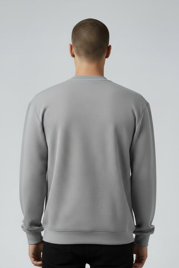 Erkek Gri Mare Jaker Kumaş Bisiklet Yaka Sweatshirt - 76577