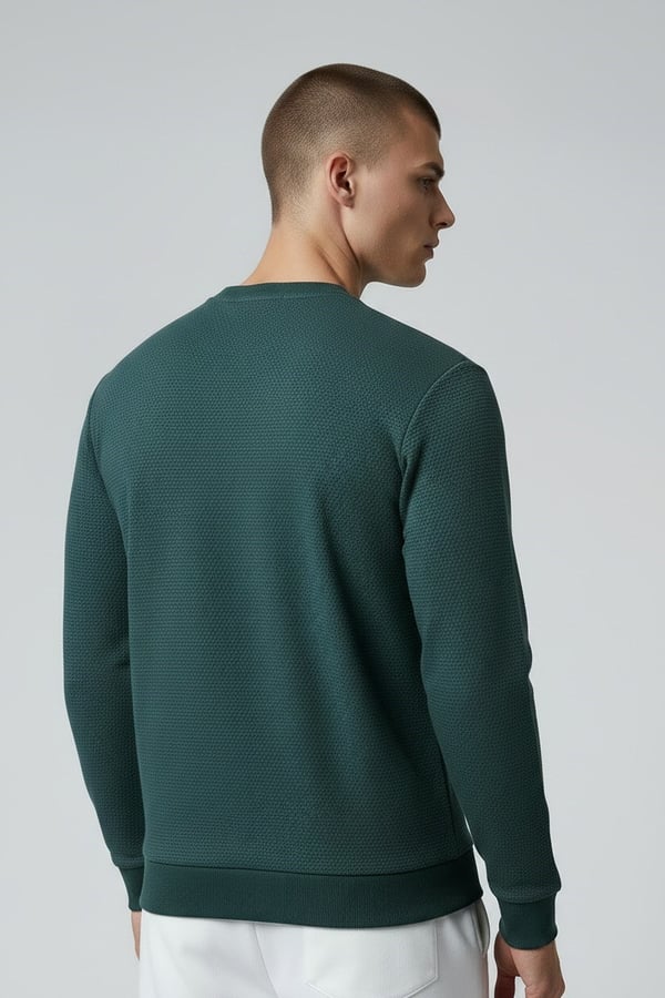 Erkek Petrol Mare Jaker Kumaş Bisiklet Yaka Sweatshirt - 76566