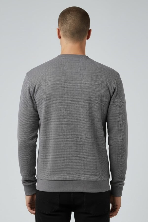Erkek Koyu Gri Mare Jaker Kumaş Bisiklet Yaka Sweatshirt - 76577
