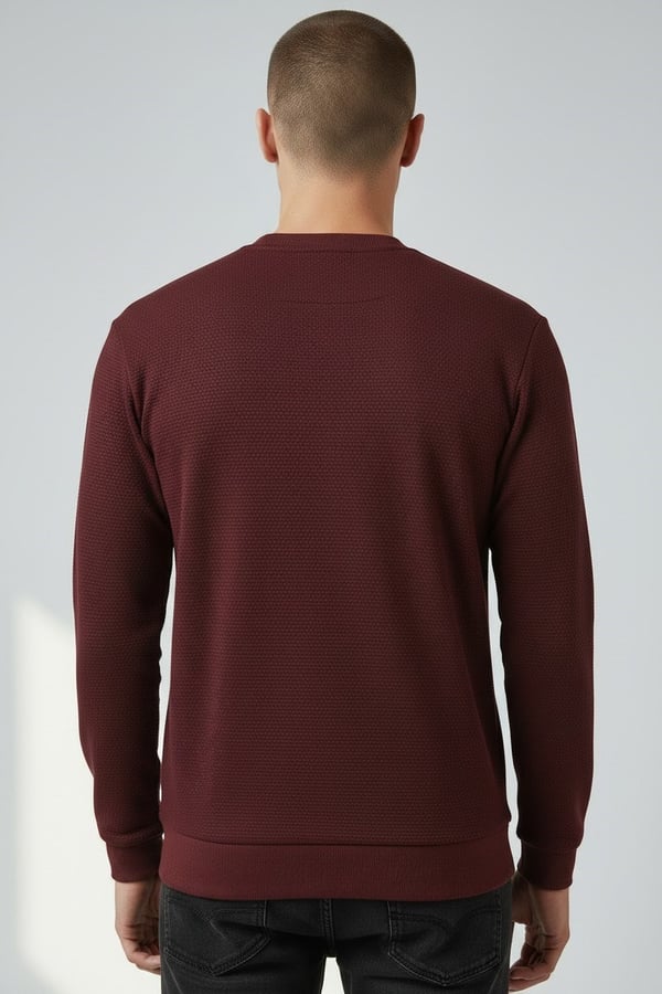 Erkek Vişne Mare Jaker Kumaş Bisiklet Yaka Sweatshirt - 76566