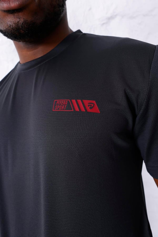 Erkek Battal Beden Antrasit Bisiklet Yaka T-shirt Alt-üst Takımı - 101