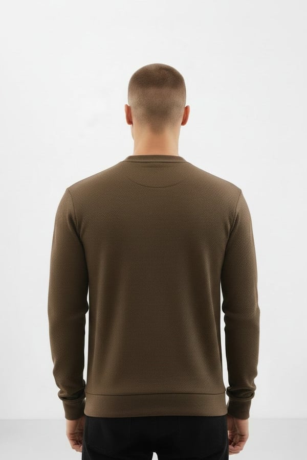 Erkek Haki Mare Jaker Kumaş Bisiklet Yaka Sweatshirt - 76577