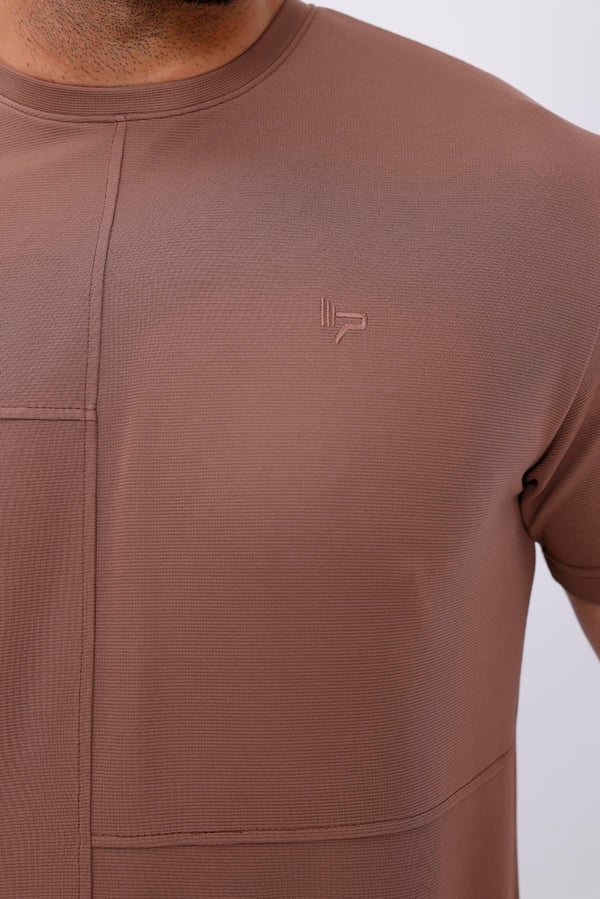 Erkek Kahverengi Bisiklet Yaka Normal ve Battal Beden T-Shirt - 172