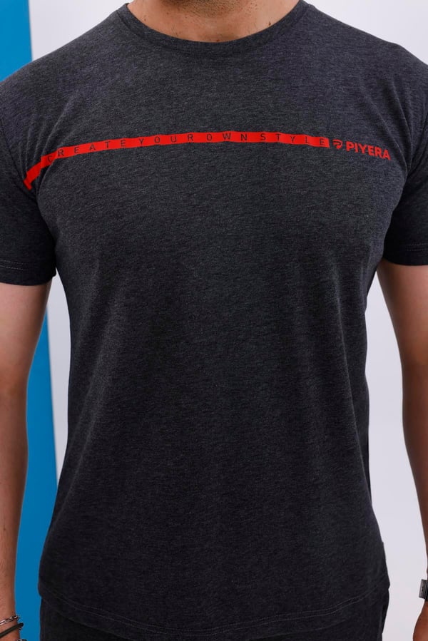 Erkek Battal Beden Amerikan Pike Kumaş Antrasit Bisiklet Yaka T-shirt Alt-üst Takımı - 133