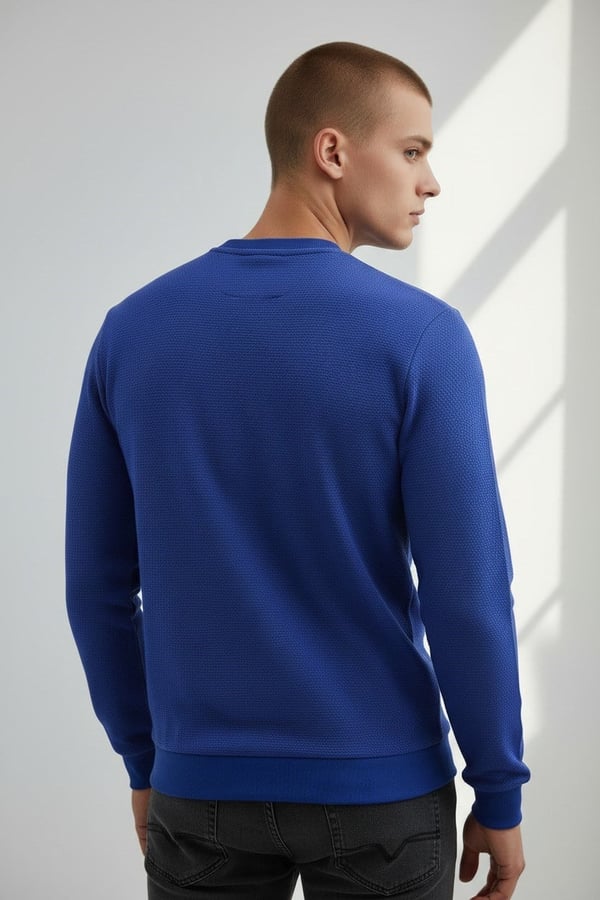 Erkek Saks Mare Jaker Kumaş Bisiklet Yaka Sweatshirt - 76566