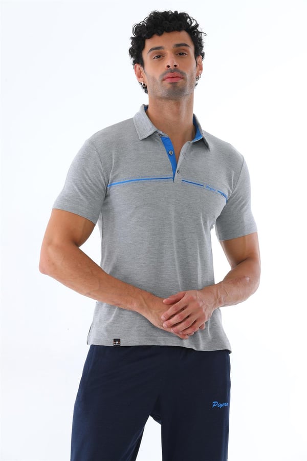Erkek Polo Yaka Pamuk Slim Fit Dar Kesim Kısa Kol Tişört Eşofman Takımı