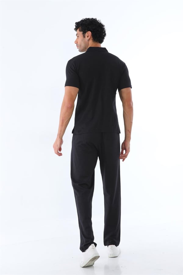 Erkek Polo Yaka Pamuk Slim Fit Dar Kesim Kısa Kol Tişört Eşofman Takımı