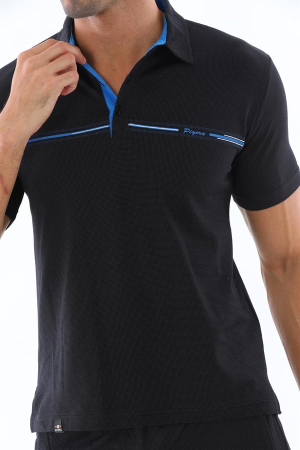 Erkek Polo Yaka Pamuk Slim Fit Dar Kesim Kısa Kol Tişört Eşofman Takımı