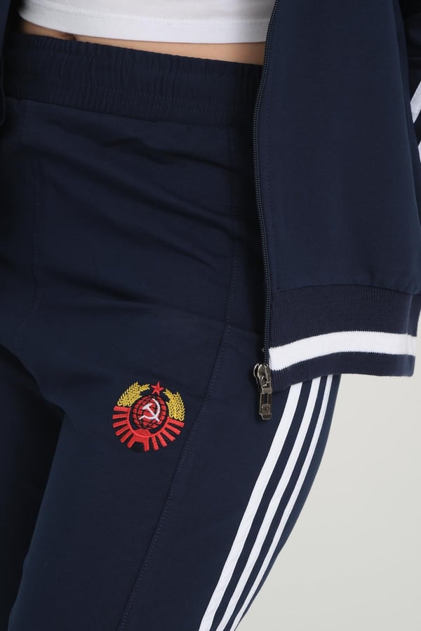 Kadın Sportswear Lacivert Fermuarlı Uzun Kol Alt Üst Eşofman Cepli Takım - 7663