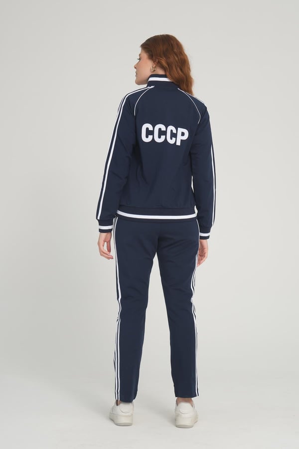 Kadın Sportswear Lacivert Fermuarlı Uzun Kol Alt Üst Eşofman Cepli Takım - 7663