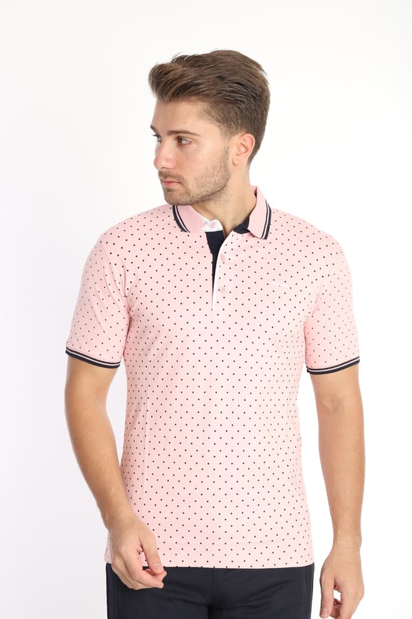 Puantiyeli Erkek Kısa Kol Polo Yaka Tshirt
