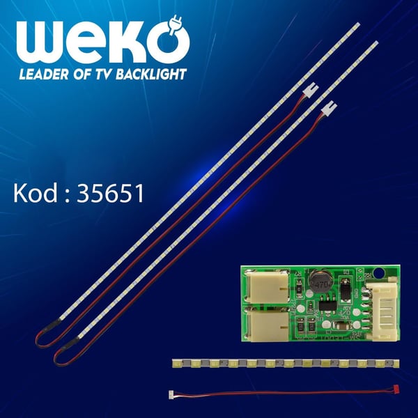 15 UNİVERSAL MONİTÖR E-LED 48 LEDLİ (2835) 310MM 12V ÇİFT LED+SÜRÜCÜ+KABLO TAKIM -KALİTELİ (30315)
