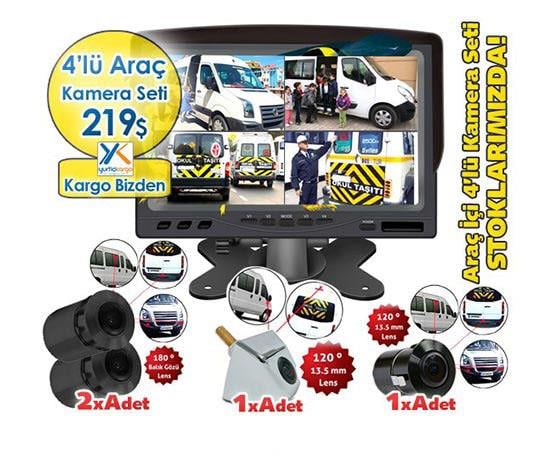 4LÜ ARAÇ KAMERA SETİ 1. KALİTE KARGO BİZDEN!