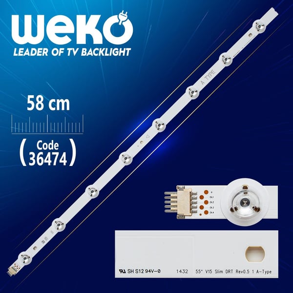 55 V15 SLİM DRT REV0.5 1 A-TYPE  6916L-1928A  8 LEDLİ  58 CM