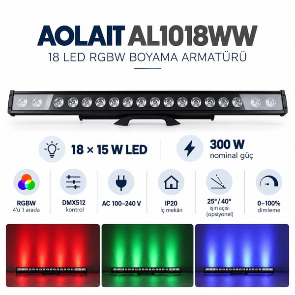 Aolaıt Al1018Ww 15 Watt 18 Led Boyama Fiyatı - Merter Elektronik