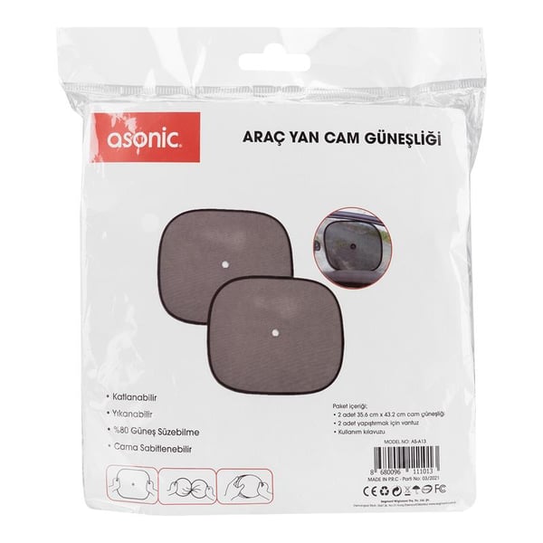 ASONIC AS-A13 SİYAH VANTUZLU GÜNEŞ KORUYUCU OTO ARKA YAN CAM GÖLGELİK