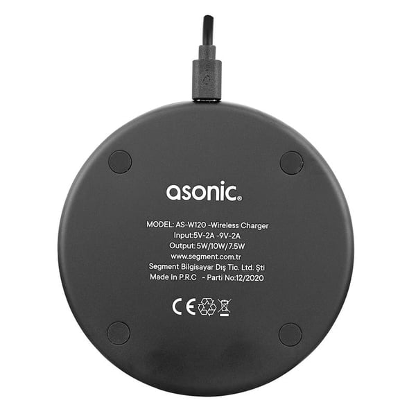 ASONIC AS-W120 HIZLI 10W MASAÜSTÜ SİYAH KABLOSUZ ŞARJ CİHAZI