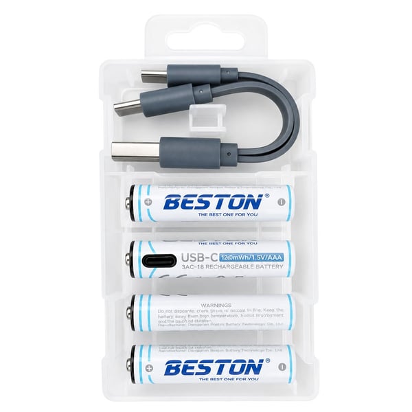 BESTON 1.5 VOLT 660 MAH 4'LÜ AAA + USB-C KABLO ŞARJ EDİLEBİLİR PİL SETİ Fiyatı - Merter Elektronik