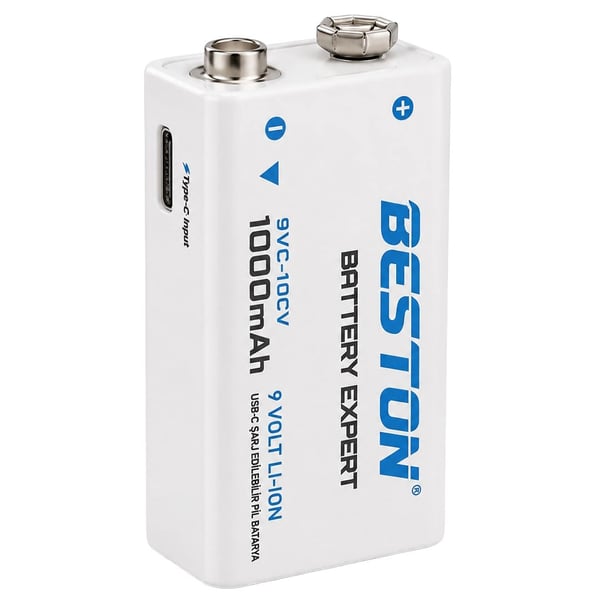 BESTON 9 VOLT LI-ON 1000 MAH + USB- C KABLO ŞARJ EDİLEBİLİR BATARYA Fiyatı - Merter Elektronik