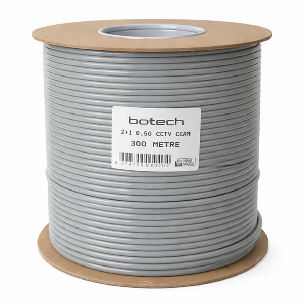 Botech 300 Metre 2+1 0.50mm CCA Koaksiyel CCTV Kamera Kablosu Fiyatı - Merter Elektronik
